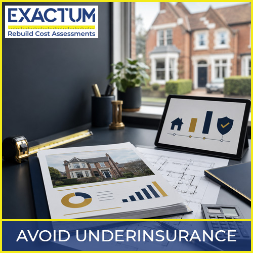 Rebuild cost assessment report and insurance documents showing how to avoid underinsurance on a UK property.