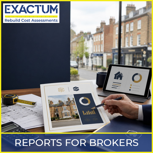 Co-branded rebuild cost report and property plans used by an insurance broker to help clients check their building sum insured.