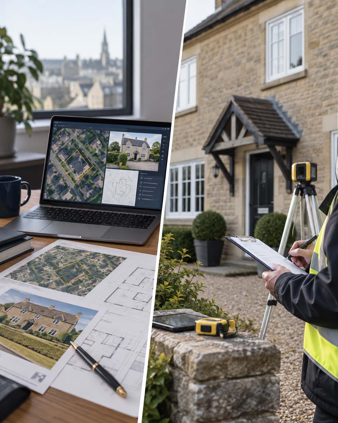 Desktop Rebuild Cost Assessment compared with an on-site property survey for a UK home.