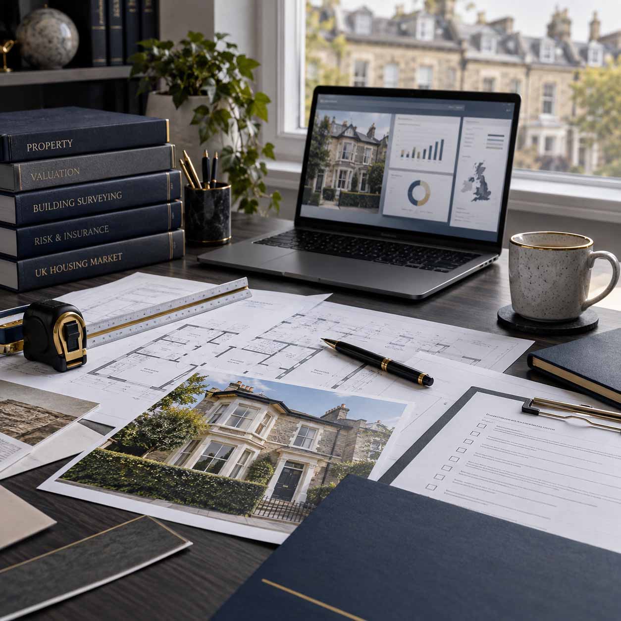 Professional Rebuild Cost Assessment workspace with property plans, measurement tools, digital analysis and reporting materials.